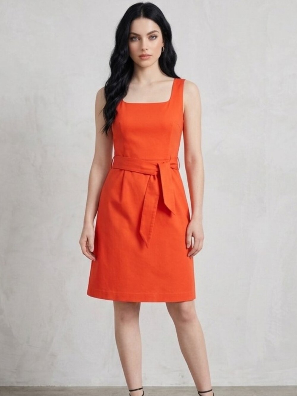 EUC Tory Burch Size 6 Orange/Red Leena Belted Sheath Dress!